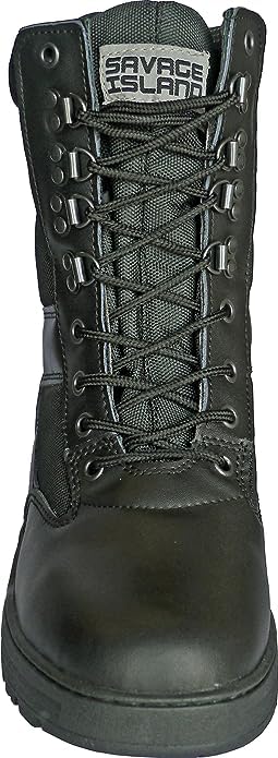 Savage Island Combat Boots Black Leather Patrol, Black, 13 UK