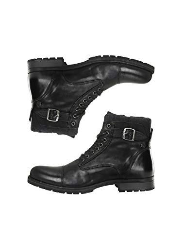 Jack & Jones Men's JFWALBANY Leather STS Chukka Boots, Black (Anthracite Anthracite), 10 UK