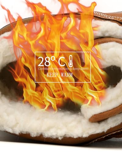 ARRIGO BELLO Walking Boots Men Winter Snow Bootie Hiking Trekking Ankle Leather Non-Slip Outdoor Warm Fur Boot Size 7-11 UK (B Yellow,Size 10.5 UK)