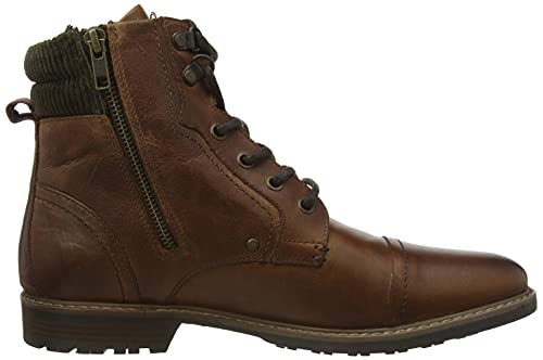 Thomas Crick Men's 'Hardy' Ankle Derby Leather Zip and Padded Collar Boots, Fashionable, Trendy, Comfortable, Perfect for Walking, Trendy Leather boots (Black/Wood)