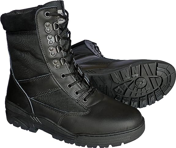Savage Island Combat Boots Black Leather Patrol, Black, 13 UK