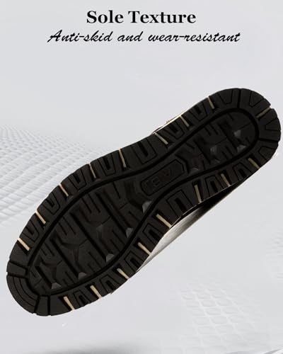 ARRIGO BELLO Walking Boots Men Winter Snow Bootie Hiking Trekking Ankle Leather Non-Slip Outdoor Warm Fur Boot Size 7-11 UK (B Yellow,Size 10.5 UK)