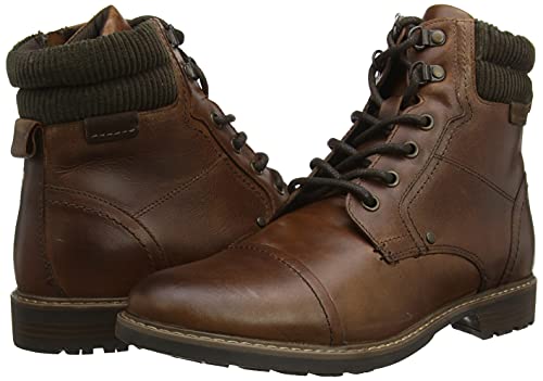 Thomas Crick Men's 'Hardy' Ankle Derby Leather Zip and Padded Collar Boots, Fashionable, Trendy, Comfortable, Perfect for Walking, Trendy Leather boots (Black/Wood)