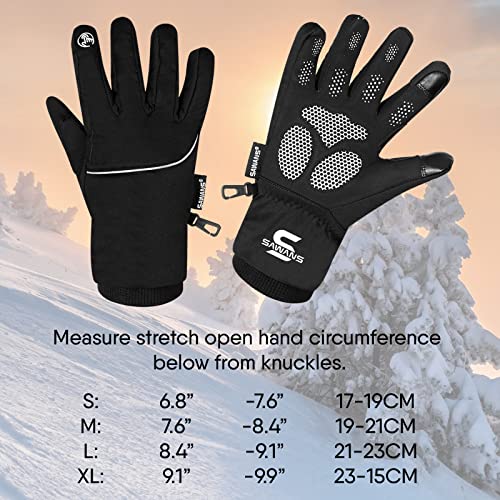 Waterproof & Windproof Thermal Winter Gloves Thinsulate TouchScreen Ski MTB Anti Slip Cycling Snowboarding Padded Palms Mountain Bike Mitts Men Women Driving Sports (M, Black)