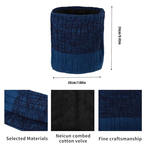 Hat and Gloves Set Men, Winter Beanie Hat Scarf Skull Cap Gloves Set Thermal Warm Knitted Hats Long Scarf 3 Pieces Soft Scarf for Men and Women Outdoor Sports (Lake blue)