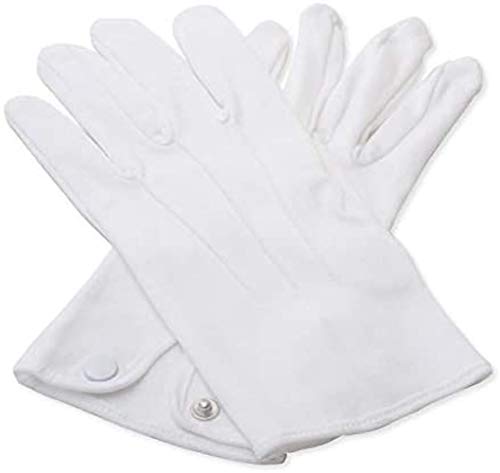 THE MASONIC COLLECTION - Plain White Cotton Gloves For Men - Very Soft and Lightweight With Washable and Reusable Material - Popper Snap Fastening - A Masonic Gift Accessory For Freemason Men