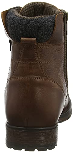 Thomas Crick Men's 'Hawkes' Ankle Derby Leather Zip Boots, Fashionable, Trendy, Comfortable, Perfect for Walking, Trendy Leather boots (Black/Wood)
