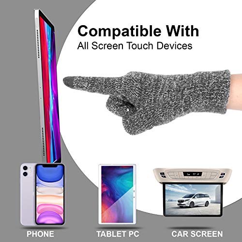SIMIYA Winter Warm Gloves, Touchscreen Knitted Gloves, Anti Slip Thermal Windproof Driving Running Cycling Gloves for Men Women(Black/White)