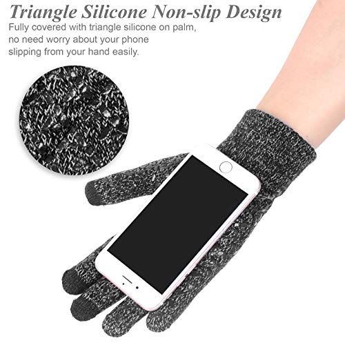 SIMIYA Winter Warm Gloves, Touchscreen Knitted Gloves, Anti Slip Thermal Windproof Driving Running Cycling Gloves for Men Women(Black/White)