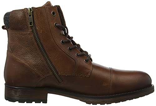 Thomas Crick Men's 'Hawkes' Ankle Derby Leather Zip Boots, Fashionable, Trendy, Comfortable, Perfect for Walking, Trendy Leather boots (Black/Wood)