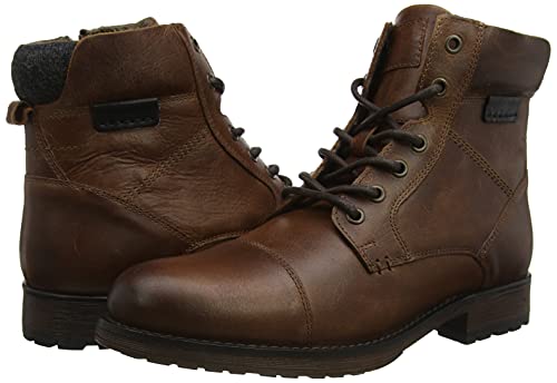 Thomas Crick Men's 'Hawkes' Ankle Derby Leather Zip Boots, Fashionable, Trendy, Comfortable, Perfect for Walking, Trendy Leather boots (Black/Wood)