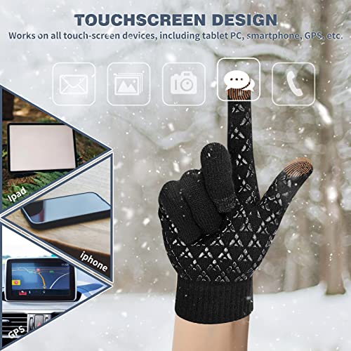 SIHOHAN Thermal Gloves for Men and Women Winter Touch Screen Gloves Anti-Slip Warm Lining Gloves for Driving Running Cycling(Black)