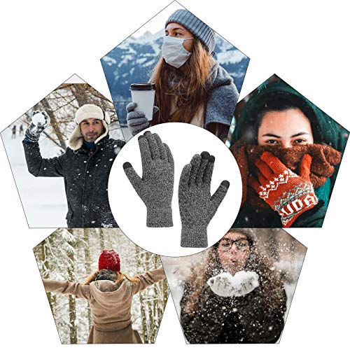 SIMIYA Winter Warm Gloves, Touchscreen Knitted Gloves, Anti Slip Thermal Windproof Driving Running Cycling Gloves for Men Women(Black/White)