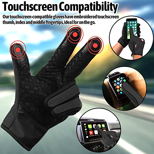 HYX Unisex Winter Gloves Waterproof Windproof Touch Screen Non-slip Grip for Driving Cycling Walking