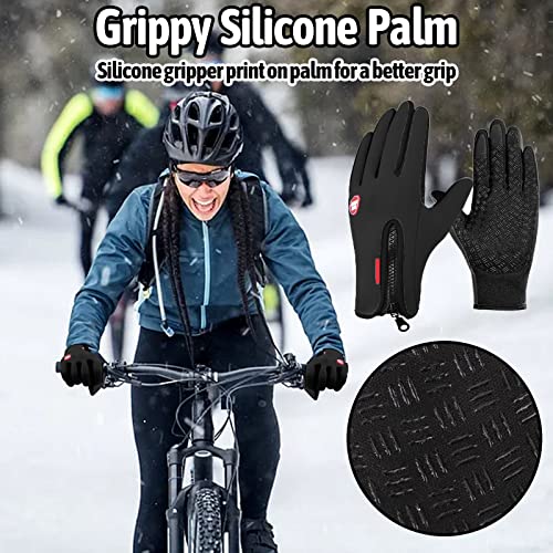 HYX Unisex Winter Gloves Waterproof Windproof Touch Screen Non-slip Grip for Driving Cycling Walking