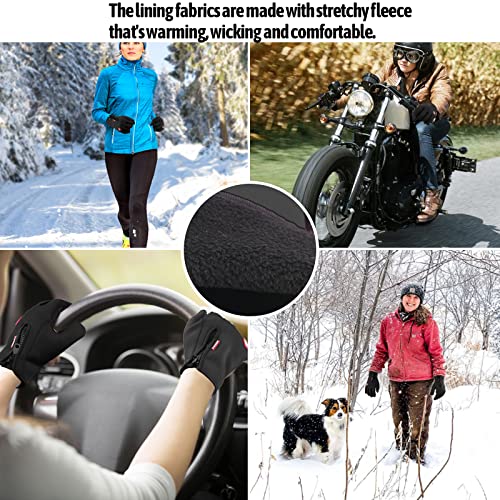 HYX Unisex Winter Gloves Waterproof Windproof Touch Screen Non-slip Grip for Driving Cycling Walking