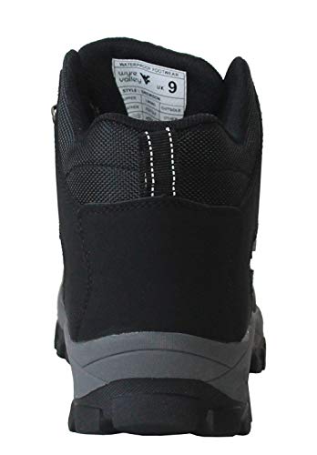 Wyre Valley Mens Gents Waterproof Genuine Leather Breathable Lace Up Memory Foam Hiking Outdoor Trekking Boots UK Sizes 7-12 (Black Action, Numeric_11)
