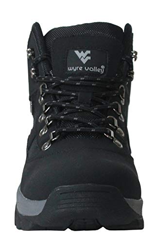 Wyre Valley Mens Gents Waterproof Genuine Leather Breathable Lace Up Memory Foam Hiking Outdoor Trekking Boots UK Sizes 7-12 (Black Action, Numeric_11)
