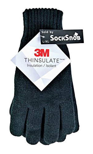 Mens 3M Black Thinsulate Thermal Lined Winter Gloves (Large/Extra Large)(Size: Large/XL)