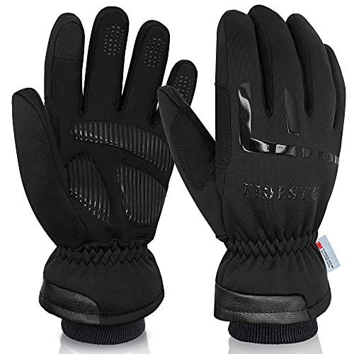 FIDESTE -40℉ Waterproof Winter Thermal Gloves - 3M Thinsulate Windproof Touch Screen Warm Gloves - for Driving Motorcycle,Cycling,Running,Outdoor Sports - for Women and Men - Black (XL)