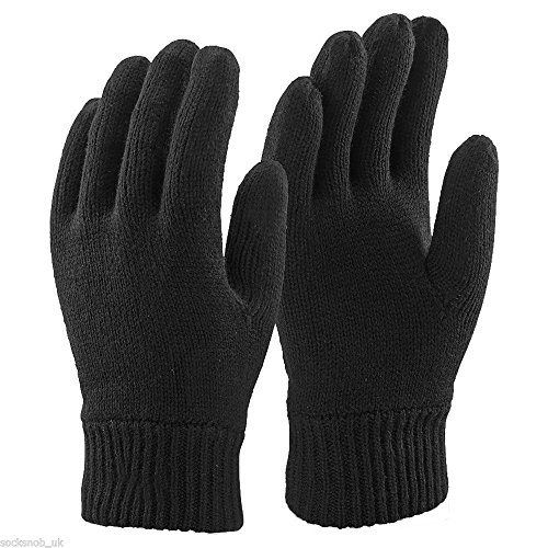 Mens 3M Black Thinsulate Thermal Lined Winter Gloves (Large/Extra Large)(Size: Large/XL)