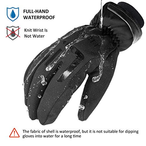 FIDESTE -40℉ Waterproof Winter Thermal Gloves - 3M Thinsulate Windproof Touch Screen Warm Gloves - for Driving Motorcycle,Cycling,Running,Outdoor Sports - for Women and Men - Black (XL)
