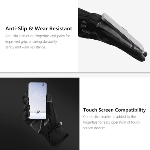 Habaylin Winter Thermal Gloves Anti Slip Touch Screen Gloves Warm Winter Gloves Windproof Waterproof Sports Warm Gloves for Men Women Thermal Fluff Lining for Running Driving Skiing