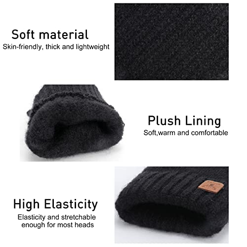 Kordear Fingerless Gloves - Mens Thermal Winter Gloves with Soft Lining Half Finger Warm Knitted Gloves for Men Outdoor Work Typing Driving Cycling Fishing