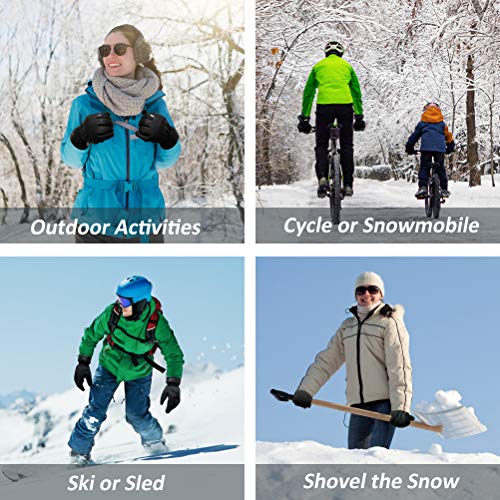 FIDESTE -40℉ Waterproof Winter Thermal Gloves - 3M Thinsulate Windproof Touch Screen Warm Gloves - for Driving Motorcycle,Cycling,Running,Outdoor Sports - for Women and Men - Black (XL)