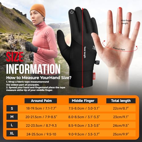 Tmani Men Women Thermal Gloves Winter Warm Gloves Windproof and Water-Resistant Touchscreen Gloves Anti-Slip Performance Sport Gloves for Running Cycling Walking