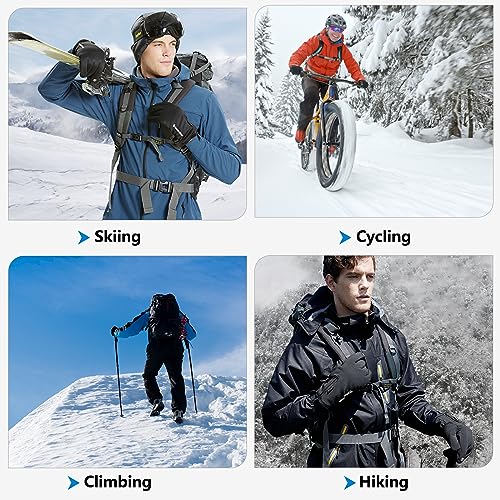 Habaylin Winter Thermal Gloves Anti Slip Touch Screen Gloves Warm Winter Gloves Windproof Waterproof Sports Warm Gloves for Men Women Thermal Fluff Lining for Running Driving Skiing