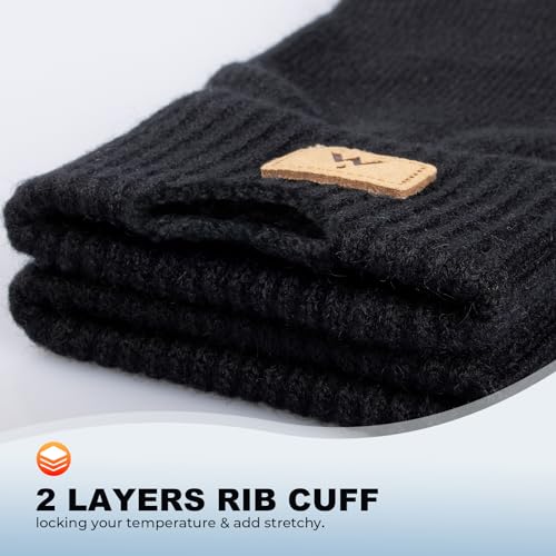 Tmani Winter Warm Knit Gloves Men and Women, Soft Wool Thermal Touchscreen Elastic Cuff Gloves Knit Stretchy Material