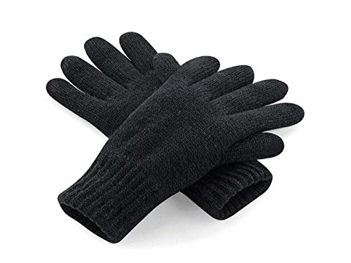 ASD Accessories Mens Knitted Gloves Thinsulate Lined Full Finger Thermal Winter Wooly Work With Premium Service (Black)