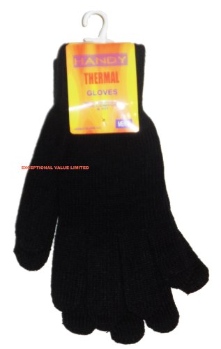 NEW 1 PAIR MENS HANDY THERMAL KNITTED WINTER GLOVES ONE SIZE MEN GLOVE BLACK