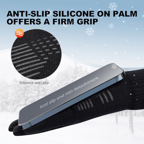 Tmani Winter Warm Knit Gloves Men and Women, Soft Wool Thermal Touchscreen Elastic Cuff Gloves Knit Stretchy Material