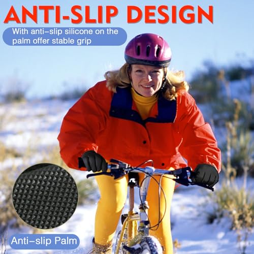 Yobenki Winter Running Gloves for Men Women, Thermal Gloves Waterproof, Thickened Fleece Lining Warm Gloves Cold Weather, Touchscreen Gloves for Ski Cycling Driving