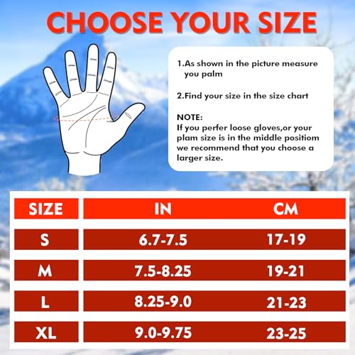 Yobenki Winter Running Gloves for Men Women, Thermal Gloves Waterproof, Thickened Fleece Lining Warm Gloves Cold Weather, Touchscreen Gloves for Ski Cycling Driving