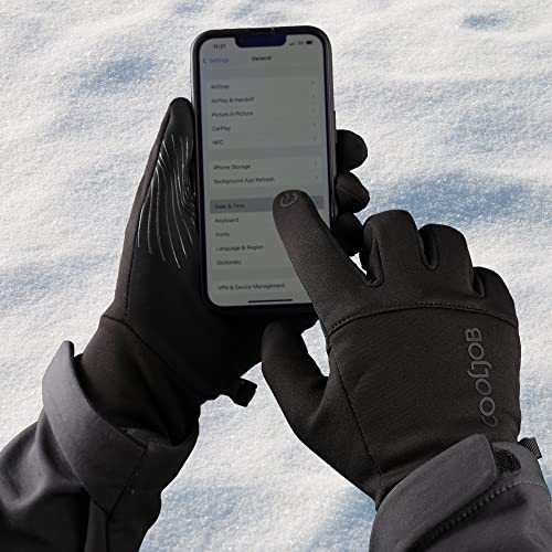 COOLJOB Winter Gloves, Thermal Gloves for Men Women, Touchscreen Gloves with Anti-Slip Grip, Warm & Lightweight Windproof Sport Gloves for Cycling, Hiking, Walking Dogs, One Pair, Black, L