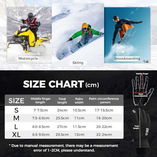 ZENUTA Ski Gloves, Waterproof Winter Gloves Men, Warm Gloves, Cycling Gloves for Men, 5-Finger Touchscreen Gloves for Driving Workout Running Snowboarding(M)