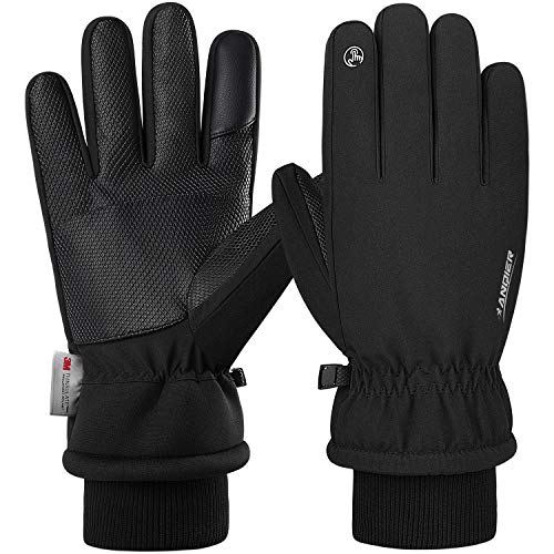 anqier Winter Gloves,-15°F Cold Proof Thermal 3M Thinsulate Warm Touchscreen Cold Weather Gloves Men Women for Smartphone Texting Cycling Riding Running Skiing Outdoor Sports (Large, Black)
