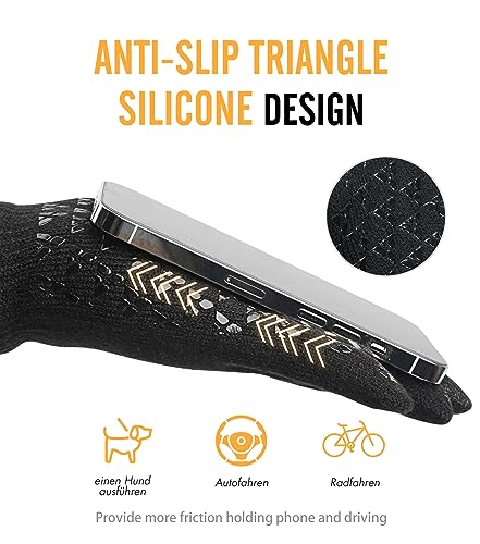 DOVAVA Winter Gloves for Men Women,Thermal Touchscreen Gloves,Anti-Slip,Soft Knitted Glove With Fleece Lining for Driving Outdoor,Black