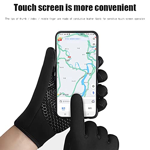 WESTWOOD FOX WFX Winter Gloves Touch Screen Anti Slip Warm Gloves Windproof Thermal Sports Cycling Gloves for Men & Women Outdoor bike Gloves for Running Camping Driving (Black, Large)