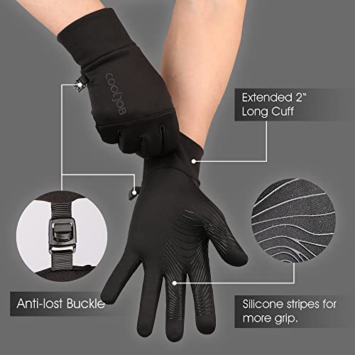 COOLJOB Winter Gloves, Thermal Gloves for Men Women, Touchscreen Gloves with Anti-Slip Grip, Warm & Lightweight Windproof Sport Gloves for Cycling, Hiking, Walking Dogs, One Pair, Black, L