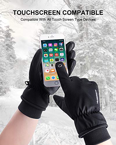 anqier Winter Gloves,-15°F Cold Proof Thermal 3M Thinsulate Warm Touchscreen Cold Weather Gloves Men Women for Smartphone Texting Cycling Riding Running Skiing Outdoor Sports (Large, Black)