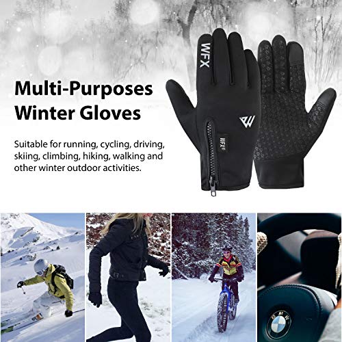 WESTWOOD FOX WFX Winter Gloves Touch Screen Anti Slip Warm Gloves Windproof Thermal Sports Cycling Gloves for Men & Women Outdoor bike Gloves for Running Camping Driving (Black, Large)