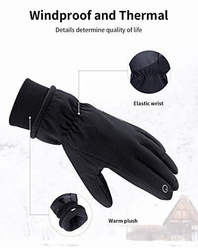 anqier Winter Gloves,-15°F Cold Proof Thermal 3M Thinsulate Warm Touchscreen Cold Weather Gloves Men Women for Smartphone Texting Cycling Riding Running Skiing Outdoor Sports (Large, Black)