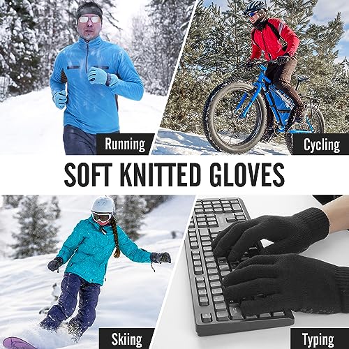 DOVAVA Winter Gloves for Men Women,Thermal Touchscreen Gloves,Anti-Slip,Soft Knitted Glove With Fleece Lining for Driving Outdoor,Black