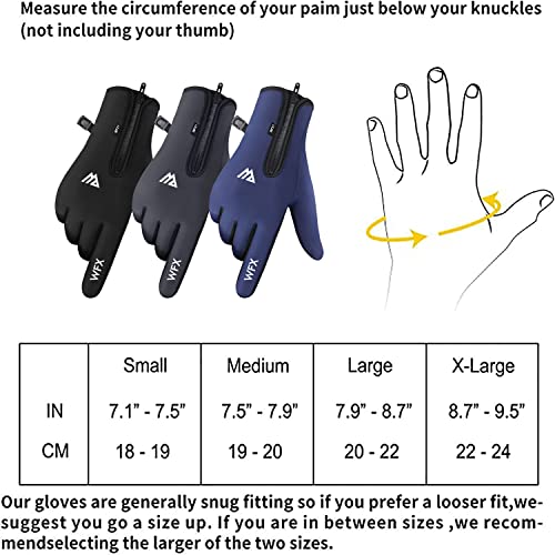 WESTWOOD FOX WFX Winter Gloves Touch Screen Anti Slip Warm Gloves Windproof Thermal Sports Cycling Gloves for Men & Women Outdoor bike Gloves for Running Camping Driving (Black, Large)