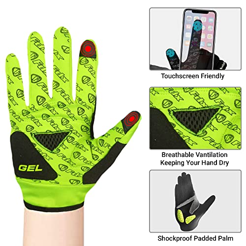 FDX Full Finger Winter Cycling Gloves, Thermal Warm, Water Resistant, Windproof, Anti-Shocking Gel Padded Palms, Touchscreen, Breathable, Anti-Slip Men Women, Racing, MTB, Riding, Running(Yellow L)