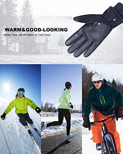 anqier Winter Gloves,-15°F Cold Proof Thermal 3M Thinsulate Warm Touchscreen Cold Weather Gloves Men Women for Smartphone Texting Cycling Riding Running Skiing Outdoor Sports (Large, Black)